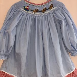 18M Smockingbird Christmas Dress Long Sleeve